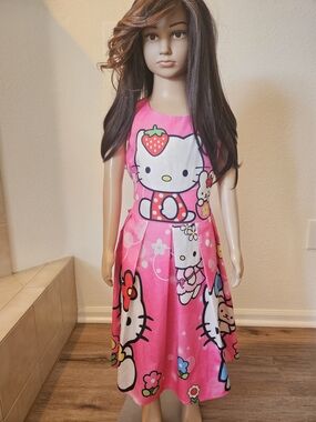 Lemon Pink Hello Kitty Print Casual Dress